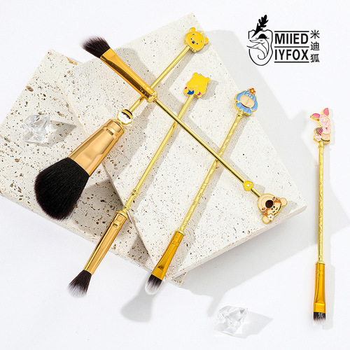 Midi Fox 5 Winnie the Pooh Makeup Brush Set Pooh Bear Piglet Powder Brush Cartoon Set