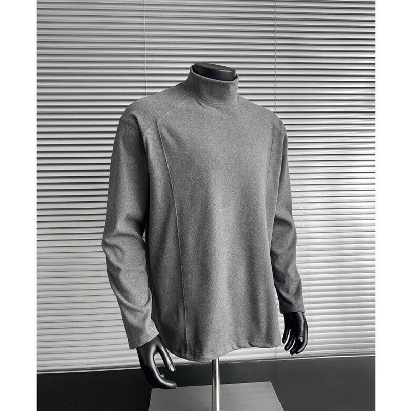 Cleanfit Black Half Turtleneck German Velvet Bottoming Shirt for Men and Women in Autumn and Winter Warm Inner Wear American High Street Long-Sleeved T-Shirt