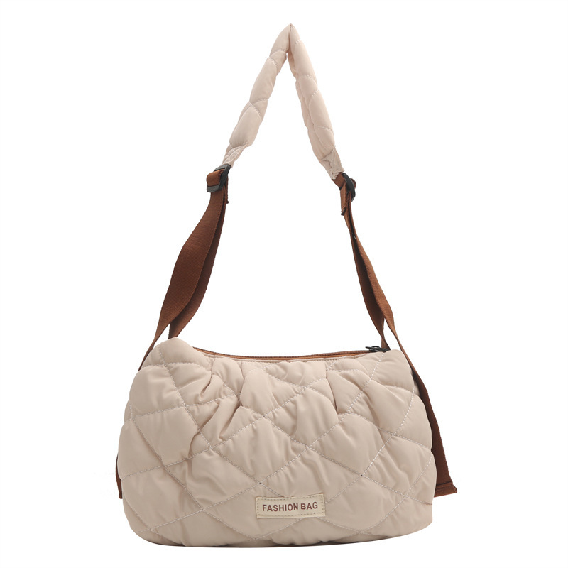 Bolso de algodón Lingge de invierno nuevo bolso de mensajero de hombro de mujer de hilo de bordar casual simple de moda bolso de alta capacidad