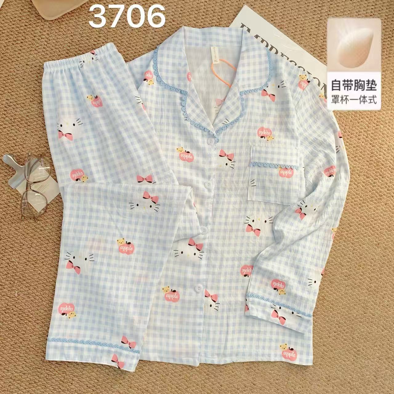 Algodón suave al por mayor transfronterizo nube nuevo pijama de mujer de verano pantalones cortos de mangas cortas estudiantes cardigans delgado cubierta de ropa para el hogar