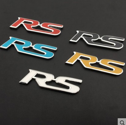 适用 RS金属立体中网车标志 RS后贴标 尾标改装 进气口栅格中网标