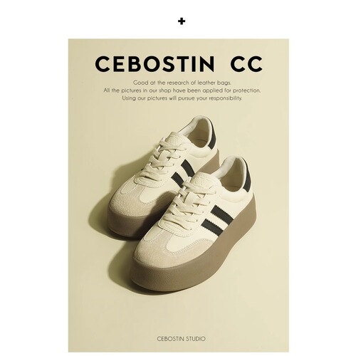 【Source Factory】Athletic Shoes, Thick Sole Casual Platform Shoes for Women, Genuine Leather Retro Classic Versatile AGM Training Shoes