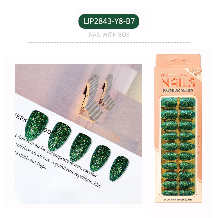 Uñas postizas largas europeas y americanas, uñas postizas puntiagudas largas, pegatinas de uñas con diseño de pico de águila, en caja, con brillo mate.
