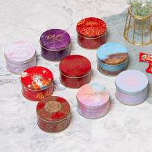 新款创意欧式喜糖盒小号圆形马口铁印花婚庆回礼包装糖果盒子现货