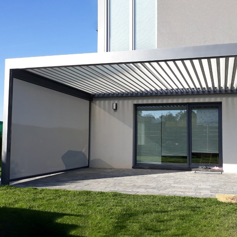 Impermeable lumbrera habitación ecológica al aire libre inteligente control remoto retráctil pabellón aleación de aluminio pabellón patio sombrilla pabellón eléctrico