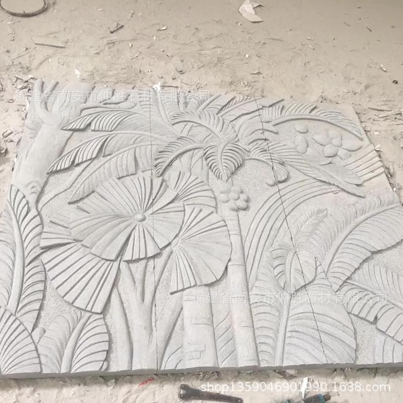 芭蕉欧式红砂岩立体浮雕围墙欧式花岗岩机械雕刻花坛