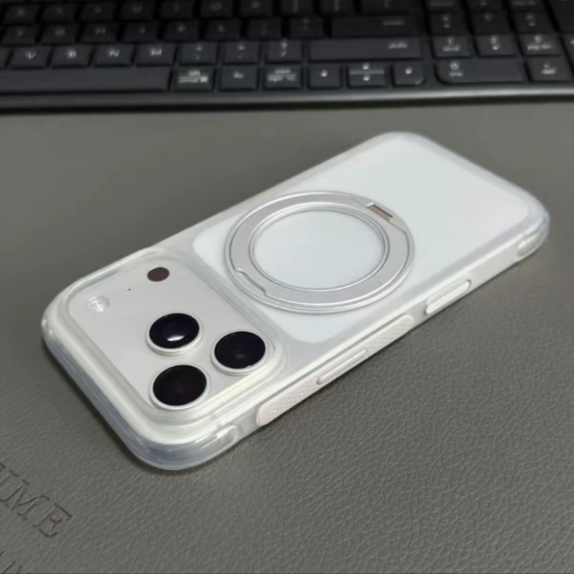 适用iPhone17ProMax手机壳肤感磨砂旋转支架磁吸苹果16防摔保护套