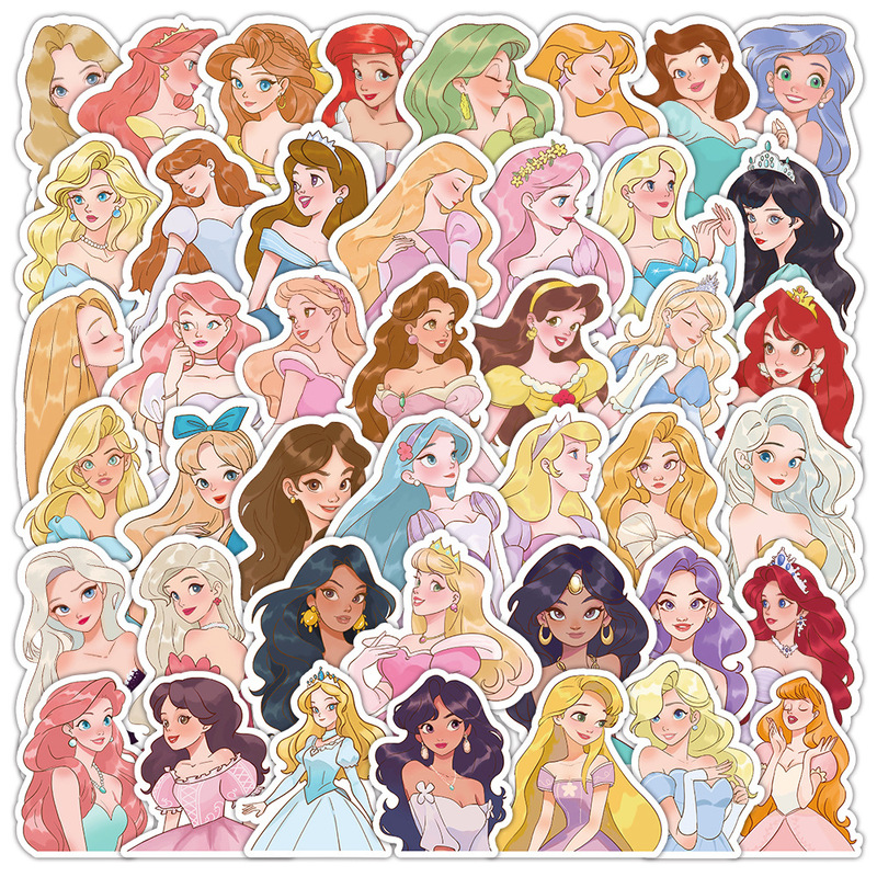 50 Cute Cute Princess stickers innovative romantic beautiful decorative hand book Water Cup desktop waterproof stickers