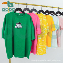 夏季女纯棉T恤短袖休闲宽松库存二手服装尾货精品女装拼布