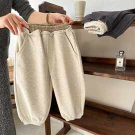黁白儿童长裤2025春夏新款男女童撞色针织卫裤宝宝束脚运动休