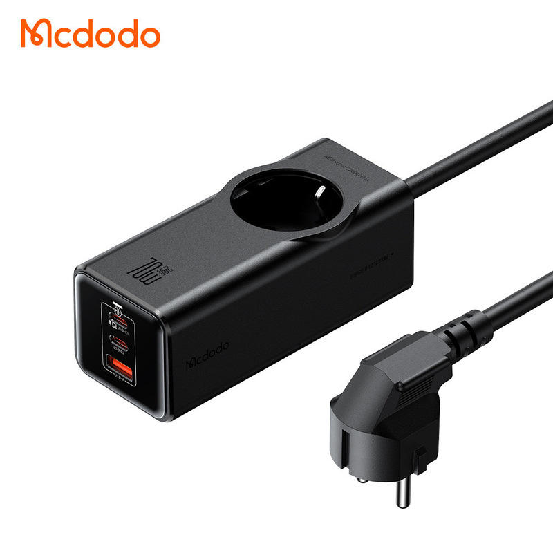 Maiduoduo Four-In-One Plug-In Charger 2C1A 70W European and British Regulations Ce Certified Gan Home Office Fast Charging