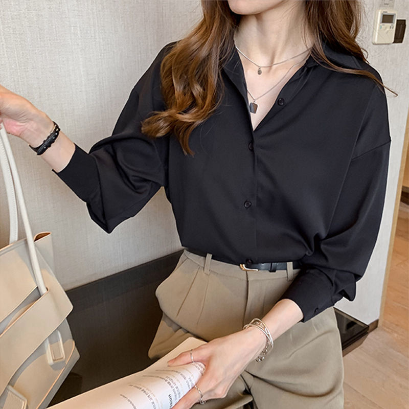 雪纺衬衫女春秋新款大码胖mm宽松上衣休闲衬衣春季女装时尚打底衫|undefined