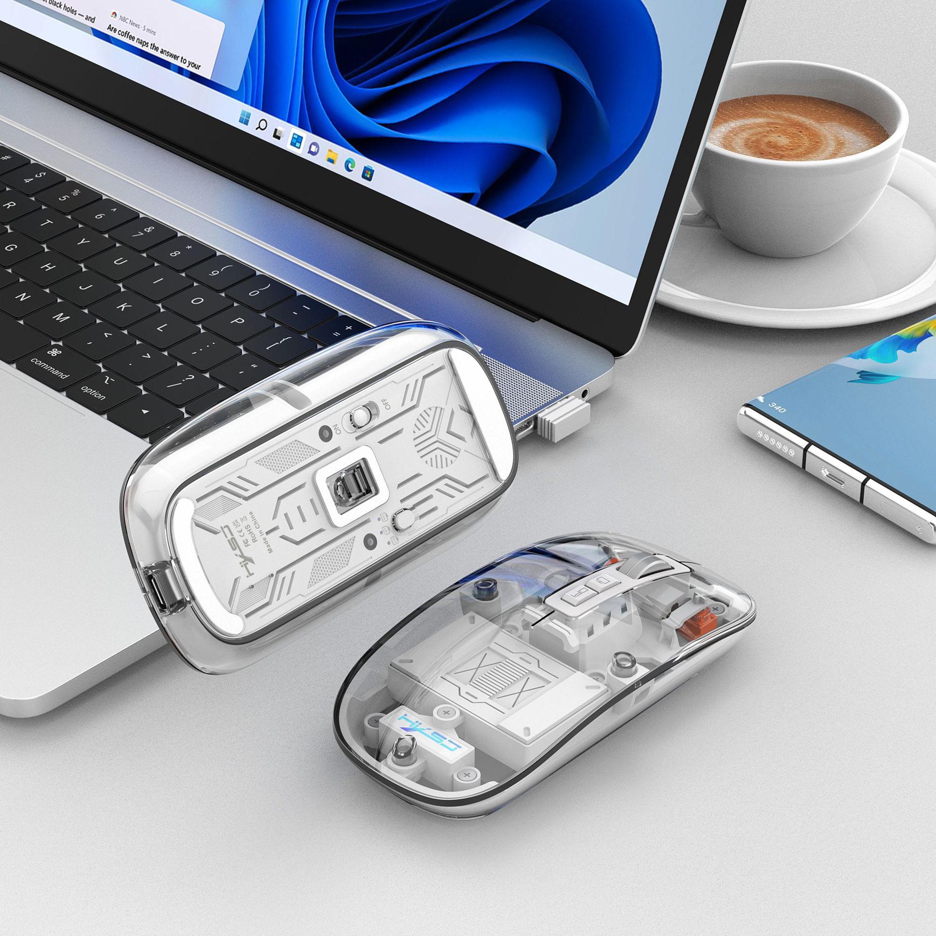 Il terzo esame simulato trasparente 2.4G/Bluetooth 5.1 silenzioso magnetico ricaricabile mouse wireless carica display_voghion.com