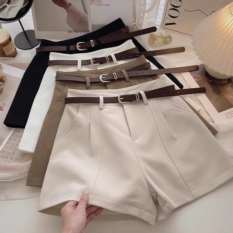 High-Waisted White Shorts for Women Spring and Summer 2025 New Suit Wide-Leg Pants Loose and Versatile Outer Wear Fashionable Casual Pants