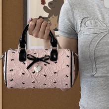 ZAR FENDEN泡泡纱波士顿包黑粉蝴蝶结小众百搭单肩斜挎手提包