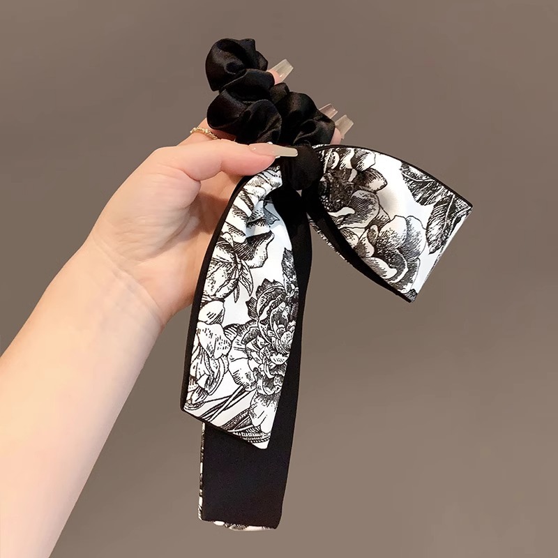 블랙 내셔널 트렌드 잉크 프린트 머리끈