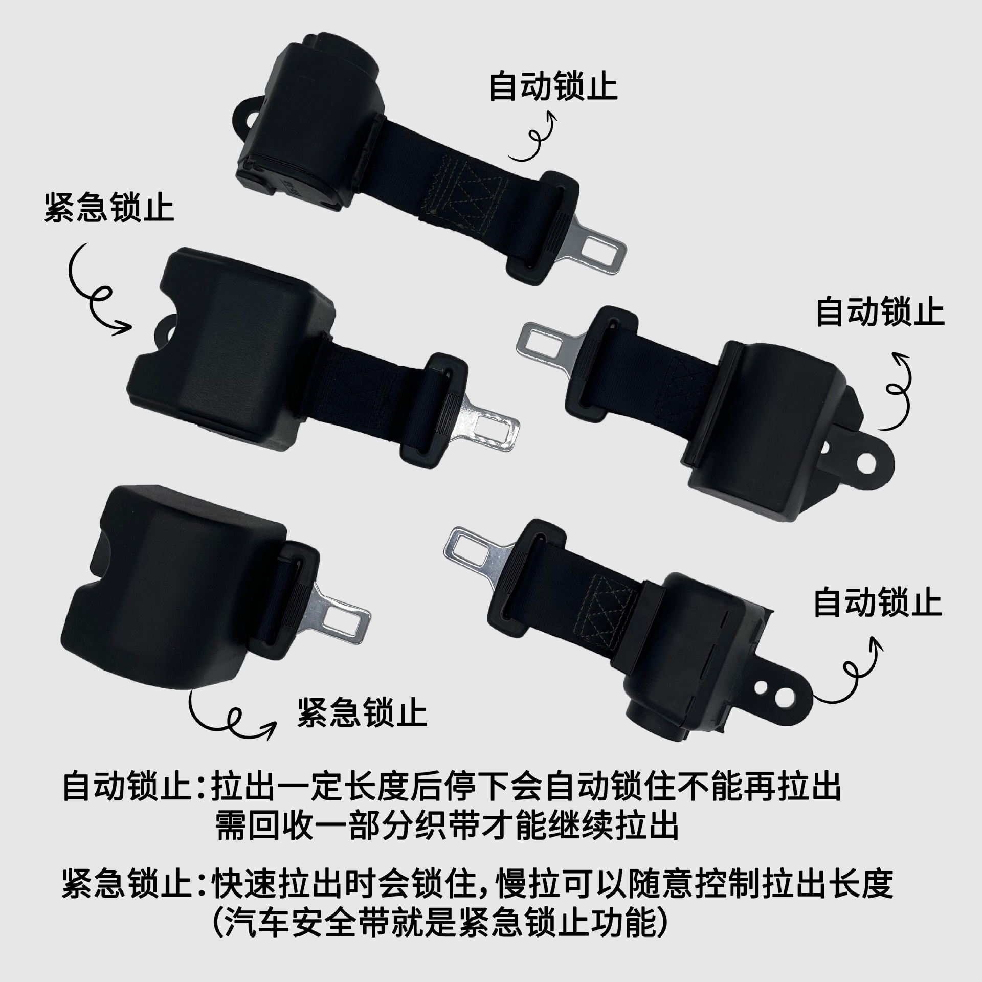Popular Car and Forklift Automatic Retractable Two-Point Telescopic Safety Belt Universal Two-Point Self-Locking Safety Belt