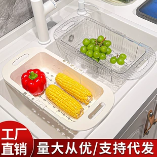 Kitchen sink telescopic drain basket 9331, retractable space-saving multi-color rack