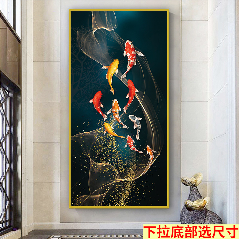 Mural autoadhesivo Pintura de vestíbulo sin marco estilo chino sala de estar entrada pegatinas pasillo vertical fondo fondo de papel pintado