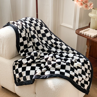 Ql@5N Checkerboard Sofa Blanket Air-Conditioning Small Blanket Office Nap Blanket Coral Velvet Kidsren's Nap Blanket Plus