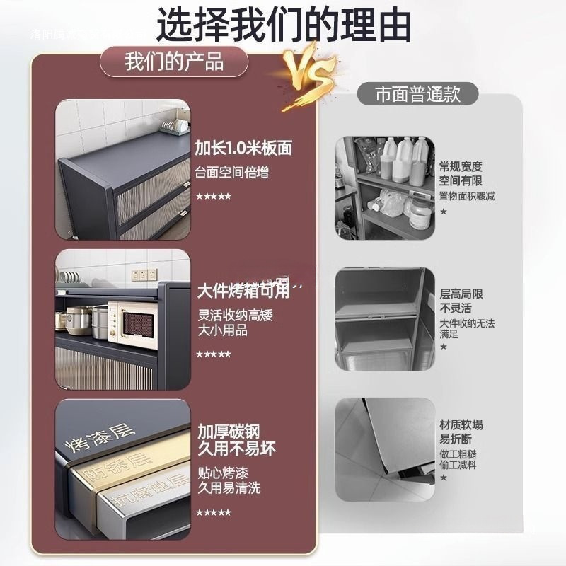 2025年厨房置物架落地多层收纳碗柜多功能微波炉橱柜餐边储物柜子|undefined