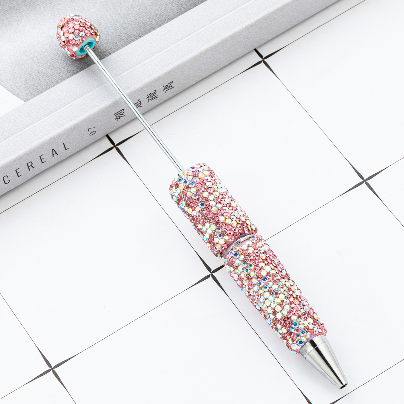 Diy bolígrafo con cuentas de diamante completo diamante pegado a mano bolígrafo con cuentas de diamante de color AB bolígrafo con cuentas de plástico multicolor al por mayor