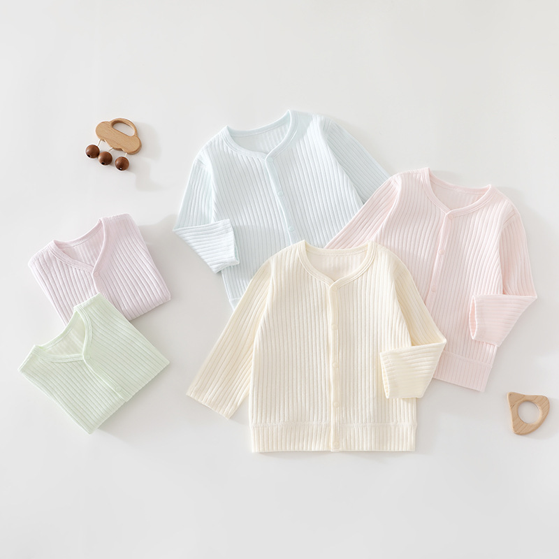 Baby cardigan, spring and autumn single top, infant fleece thin autumn clothes, newborn outdoor long-sleeved elastic base layer.