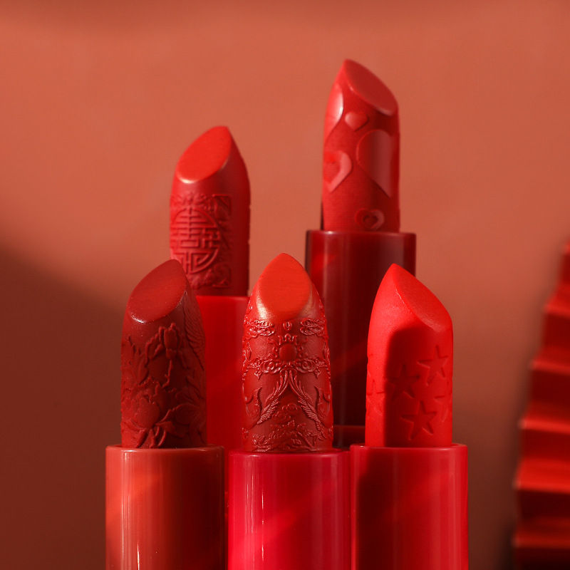 爱心口红套盒中国风雕花学生款哑光雾面丝绒唇膏网红直播一件代发
