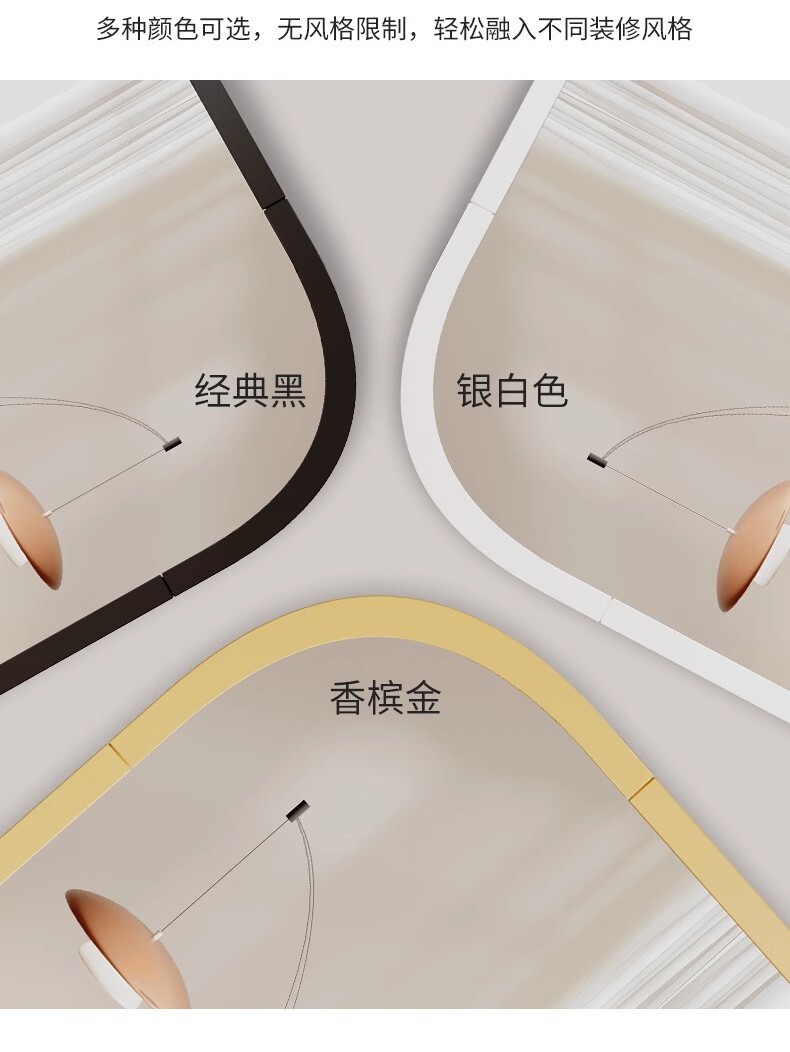 L& Full Body Mirror Wall Mounted Self-Adhesive Wall Hanging Wall Mounted Dressing Mirror Home Try-On Mirror Bedroom Hanging Rope Large Mirror 