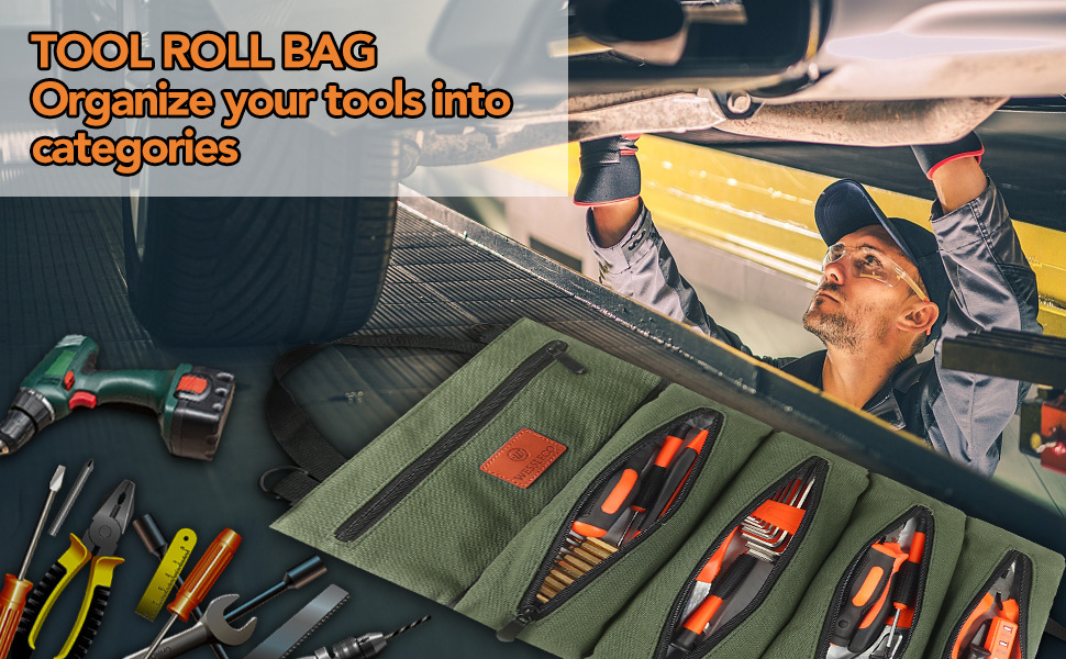 Cross-Border Roll-Type Tool Bag, Oxford Cloth Tool Bag, Car Tool Bag, Multi-Functional Electrician's Bag, Hardware Storage Bag