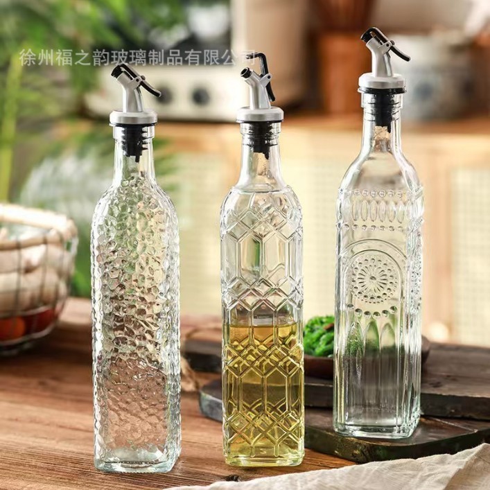 现货复古透明玻璃油瓶自动开合油嘴油瓶厨房家用料酒醋酱油瓶|undefined
