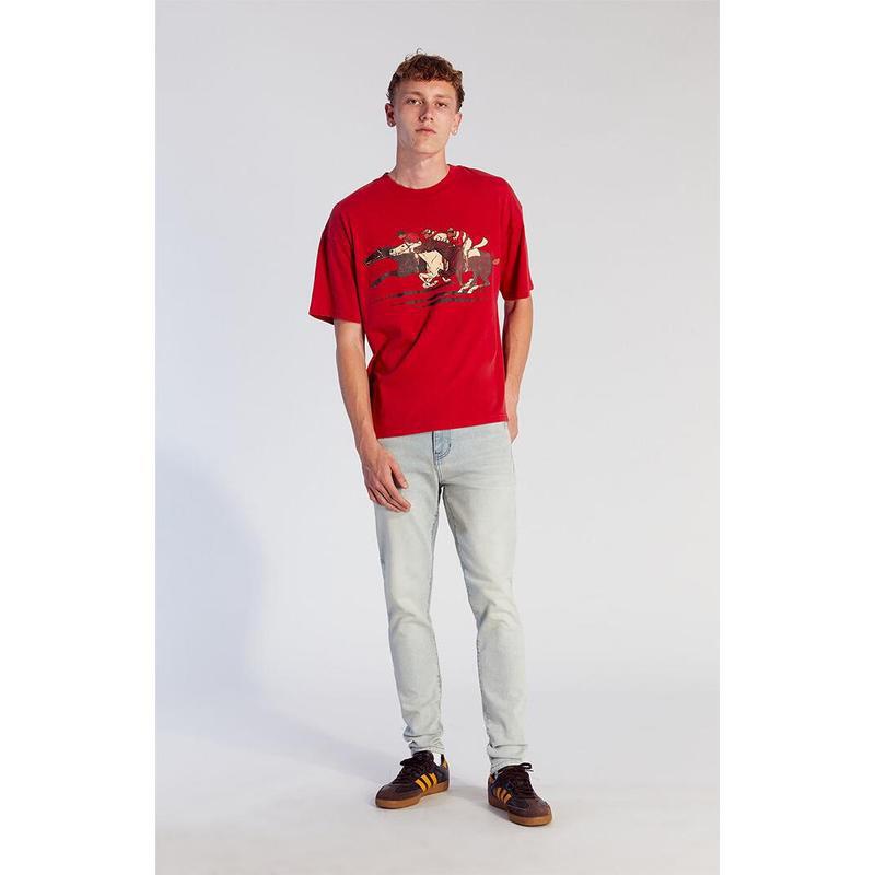 2026 Autumn and Winter Cross-Border Export New Men's Layered Slim Jeans Stretch Light Indigo