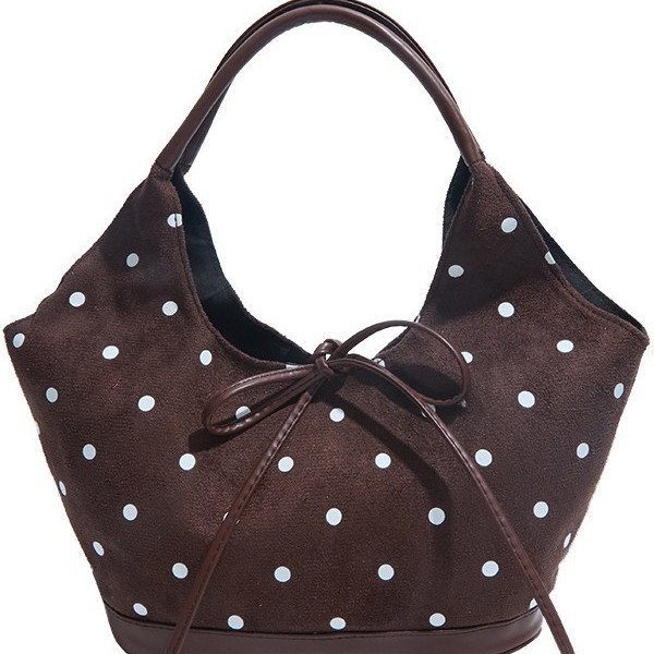 Polka Dot Bow Detail Soft Bucket Shoulder Bag 5