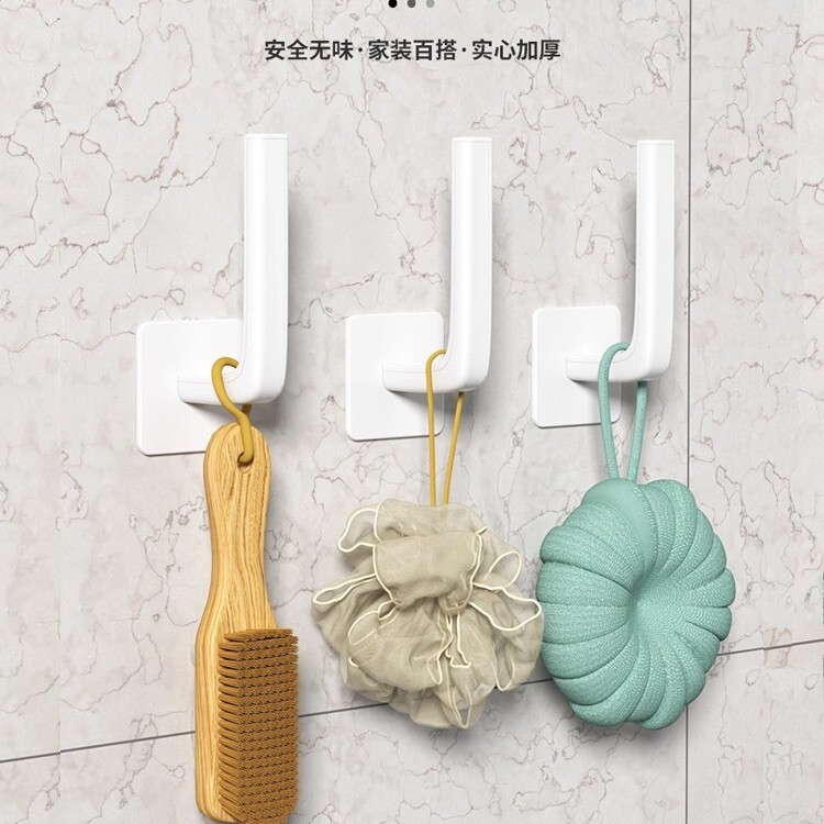 L-Shaped Large Hook, Punch-Free Hook, Multi-Functional, Traceless Kitchen and Bathroom Sticky Hook, Clothes Hanger Hook, Storage Rack