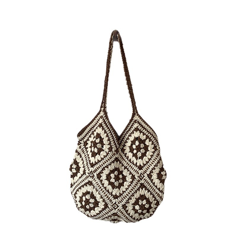 Cross-Border Crochet Knit Tote Bag, Handmade Women's Casual Travel Shoulder Bag, New Arrival Vacation Bag - Thumbnail 5