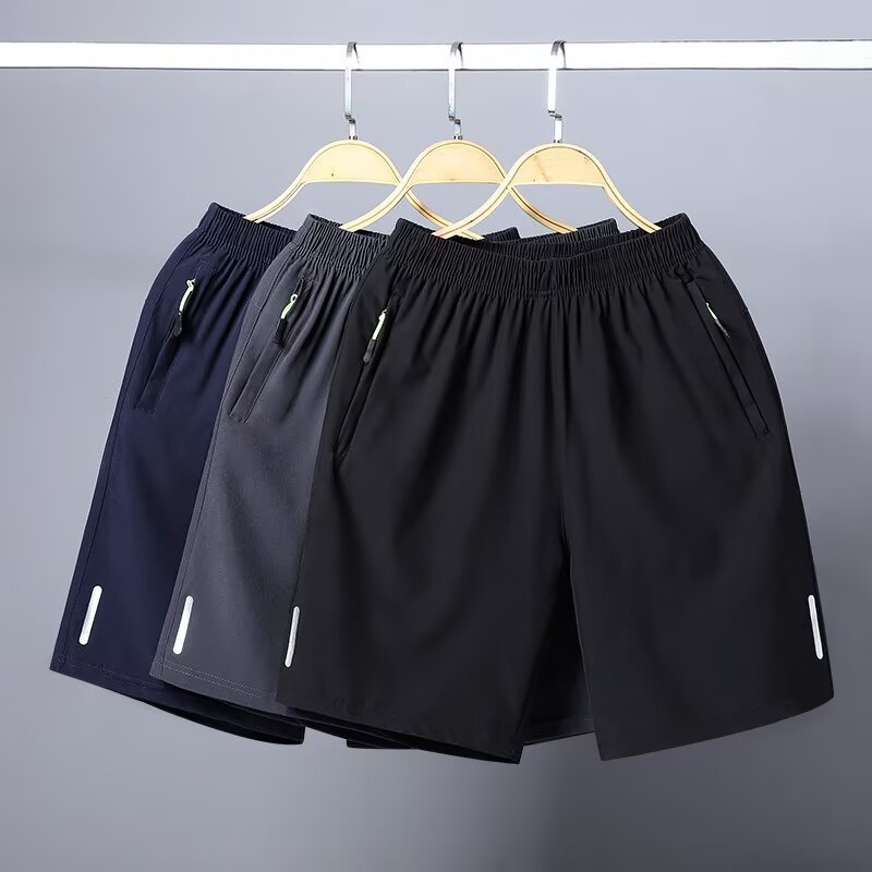 Summer quick dry silk shorts for leisure with zipper