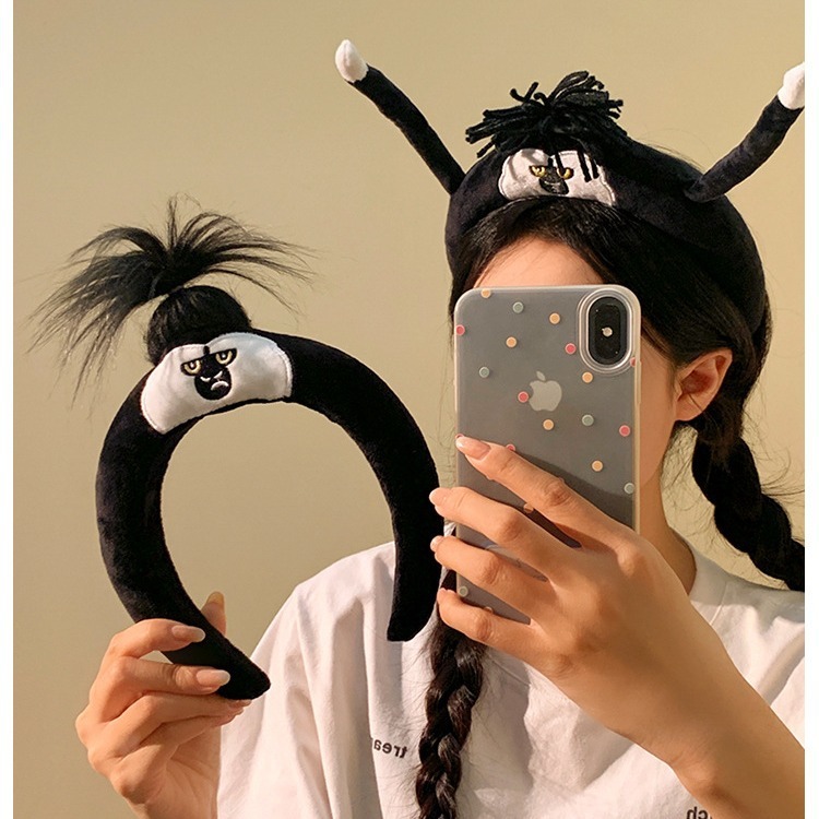 新作爆発的人気ワイルドチンパンジーファジーファジーヘアバンド女性用洗顔化粧写真撮影外出用漫画風|undefined