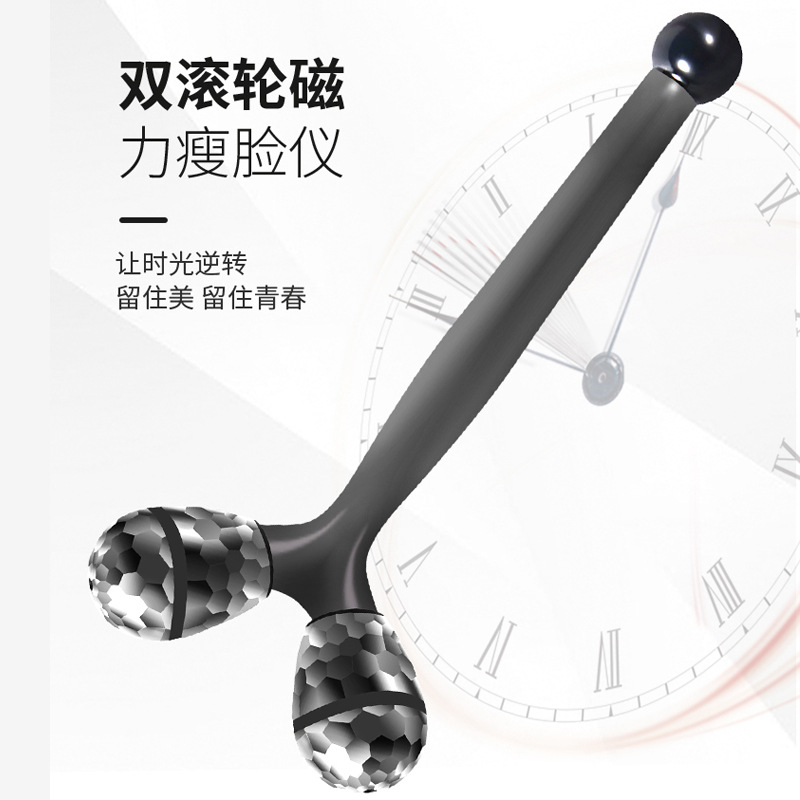 Roller facial dispositivo de belleza de doble cabeza de rodillo de elevación de V-facial compactación manual de extracción de tendones de ojos Herramientas de belleza facial