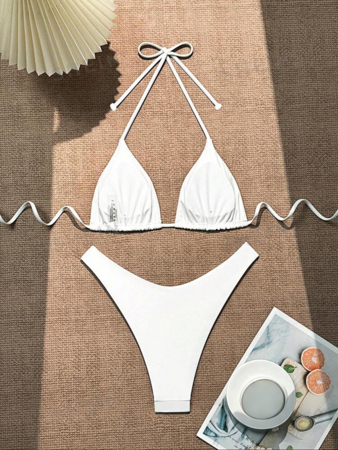 Women's Clothing Tie Up Bikini Swimsuit Solid Color Two Piece Sexy Women's Clothing Swimwear_ecoleips.com