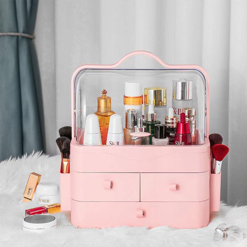 Three drawable side boxes pink