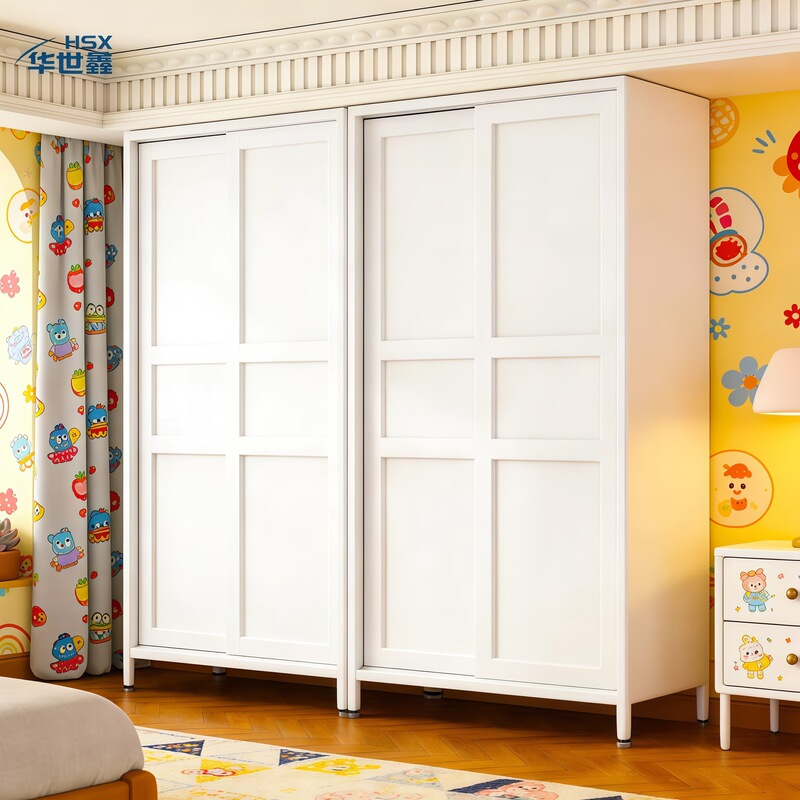 Steel Sliding Door Wardrobe for Home Use in the Bedroom, Simple Assembly Metal Closet for Children's and Baby's Clothing Storage in Rental Apartments Steel Sliding Door Wardrobe for Home Use in the Bedroom, Simple Assembly Metal Closet for Children's and Baby's Clothing Storage in Rental Apartments