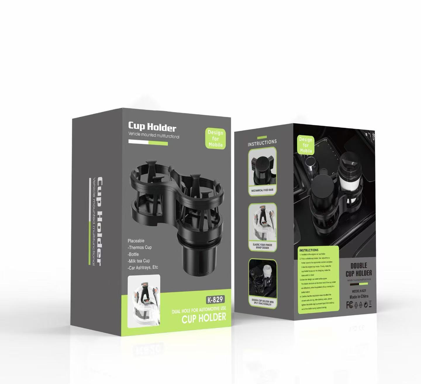 Popular Multi-Functional Car Cup Holder That Splits into Two Parts to Hold Water Bottles, Milk Tea, and Beverages