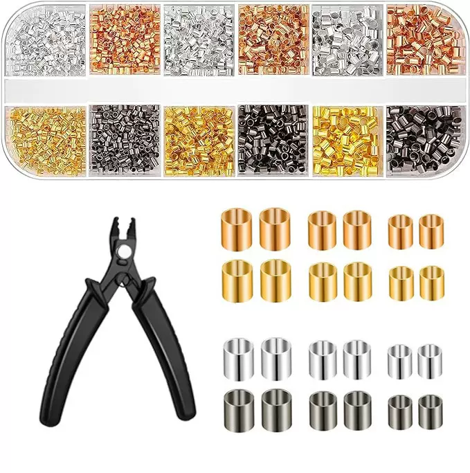 2200Pcs12格4色定位管加钳子套盒 DIY饰品配件工具跨境热销