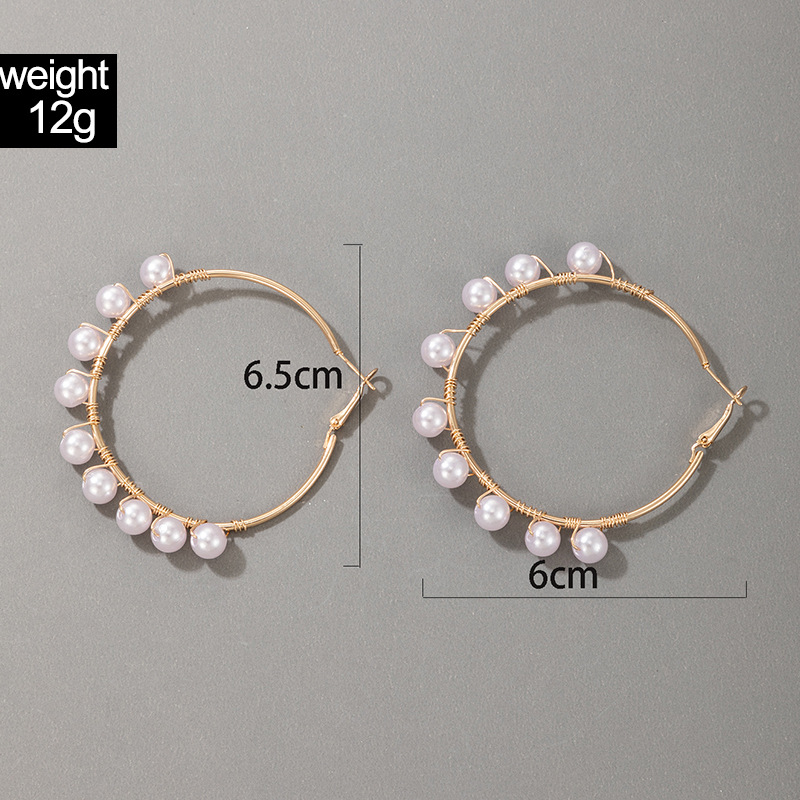 Fashion Ol Jewelry Baroque Pearl Inlaid Alloy Geometric Bead Earrings display picture 8