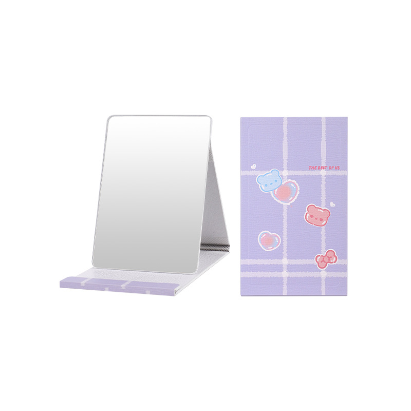 Espejo de Maquillaje Plegable de Escritorio Estilo Tienda Premium, Espejo Portátil, Espejo de Papel con Borde Encerado Especial para Dormitorios Estudiantiles