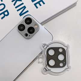 适用iphone15pro镜头膜闪粉铠甲镜头膜可爱小熊苹果14镜头保护贴