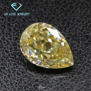 Pear-shaped Golden Mosan Diamond Bare Stone Deep Medium Light Yellow Diamond Moissanite Ice Flower Cutting Worker Carved Waist Code with GRA Certificate