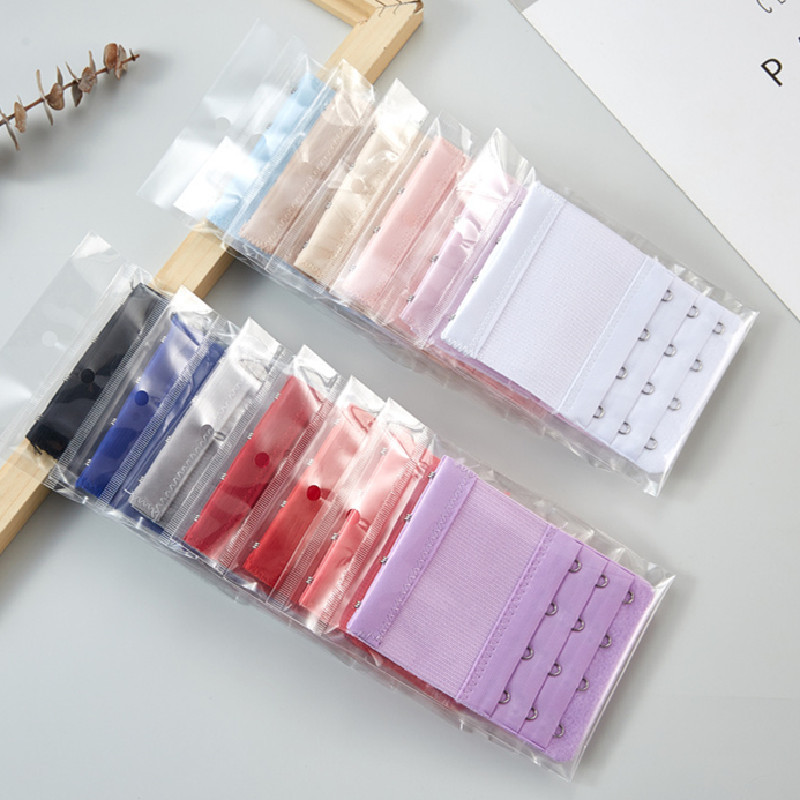 (Individually packaged) Elastic three-row, four-button stainless steel bra extension buckle, underwear buckle extension buckle