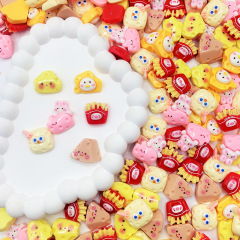 漫画の明るい面のチーズのポテトチップスの樹脂の部品のdiyクリームのゴムの靴の花の靴のボタンのパッチのアクセサリーの部品の材料