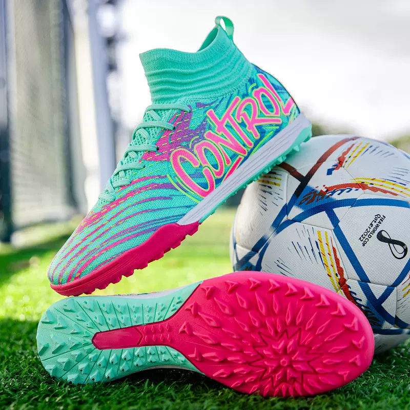 2025秋新款足球鞋男女儿童学生比赛高帮碎钉草地训练鞋